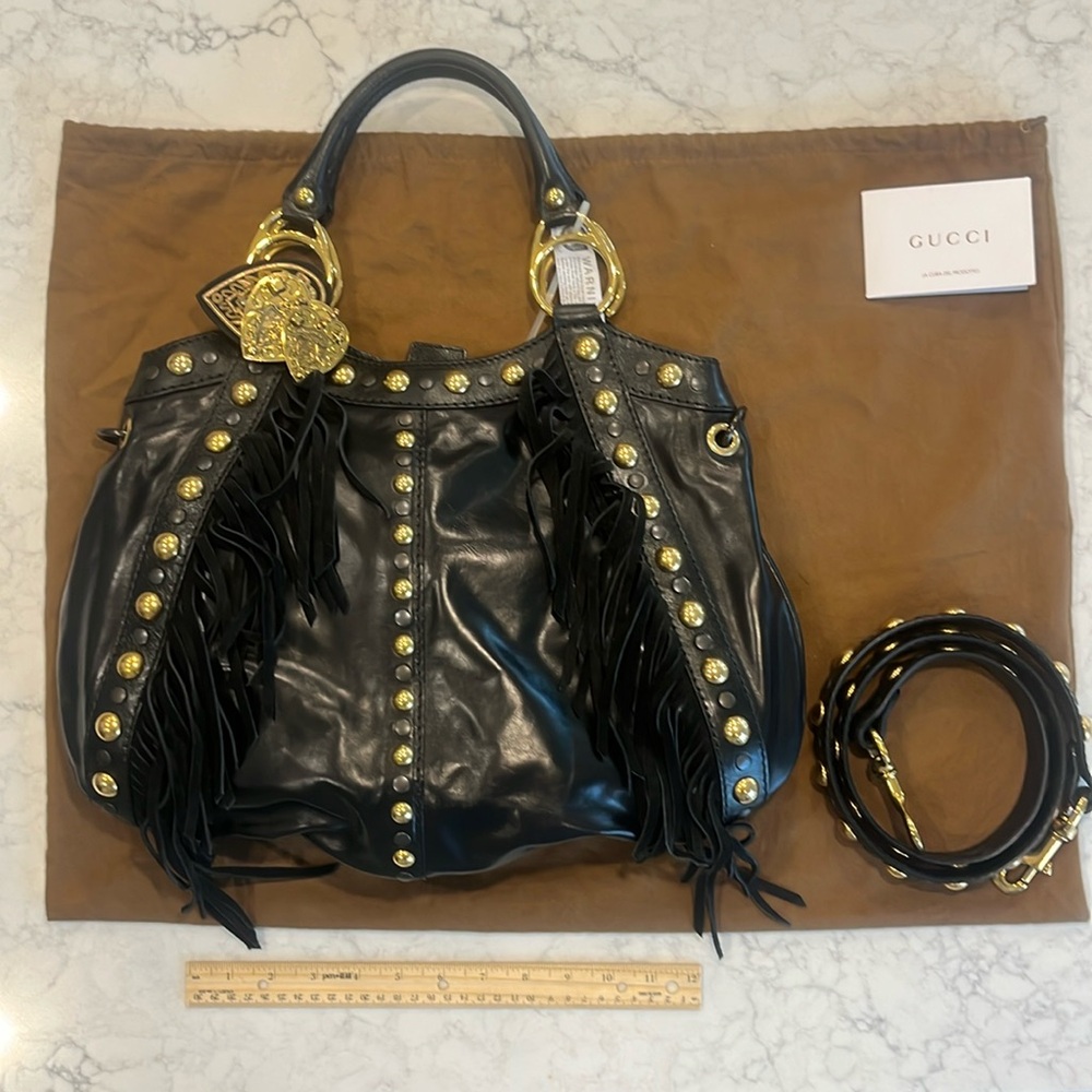 Authentic Gucci Python, Babouska Hobo Fringe Studded Bag - Picture 1 of 5